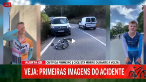 CMTV mostra local do acidente fatal de Finlay Tarling na Volta a Portugal: bicicleta no chão e pára-brisas estilhaçado