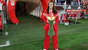 Mónica Jorge na festa do hexacampeonato da equipa feminina do Benfica