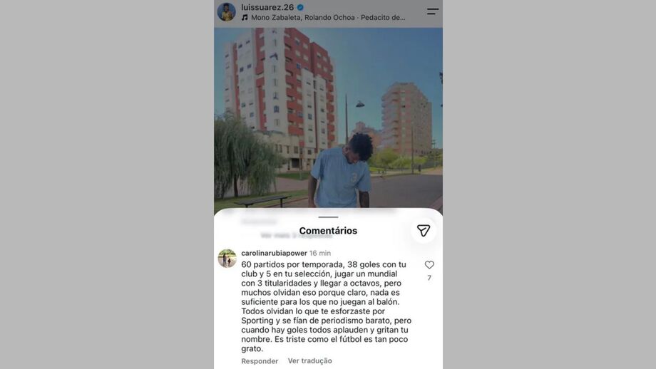 O comentário da mulher de Suárez
