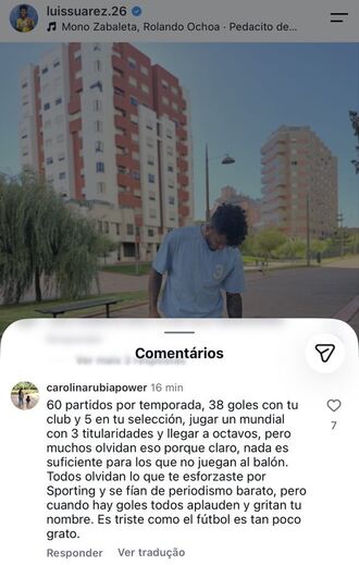 O comentário da mulher de Suárez