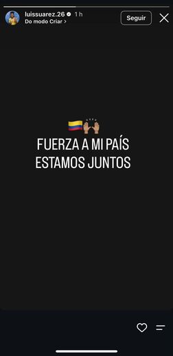 Luis Suárez manifesta apoio à Colômbia