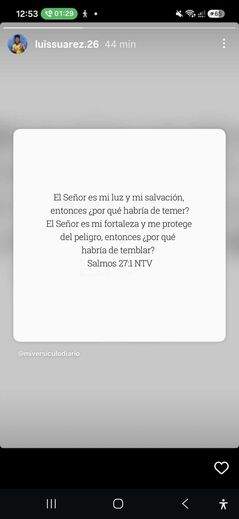 Mensagem de Luis Suárez nas redes sociais