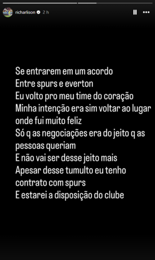 Richarlison arrasador fala em 'pressão, ameaças e retaliações'