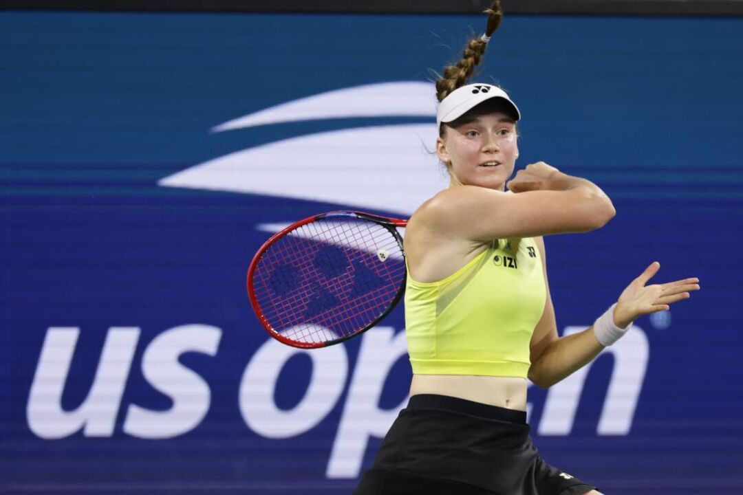 Elena Rybakina, of Kazakhstan, hits a return to Jessica Bouzas