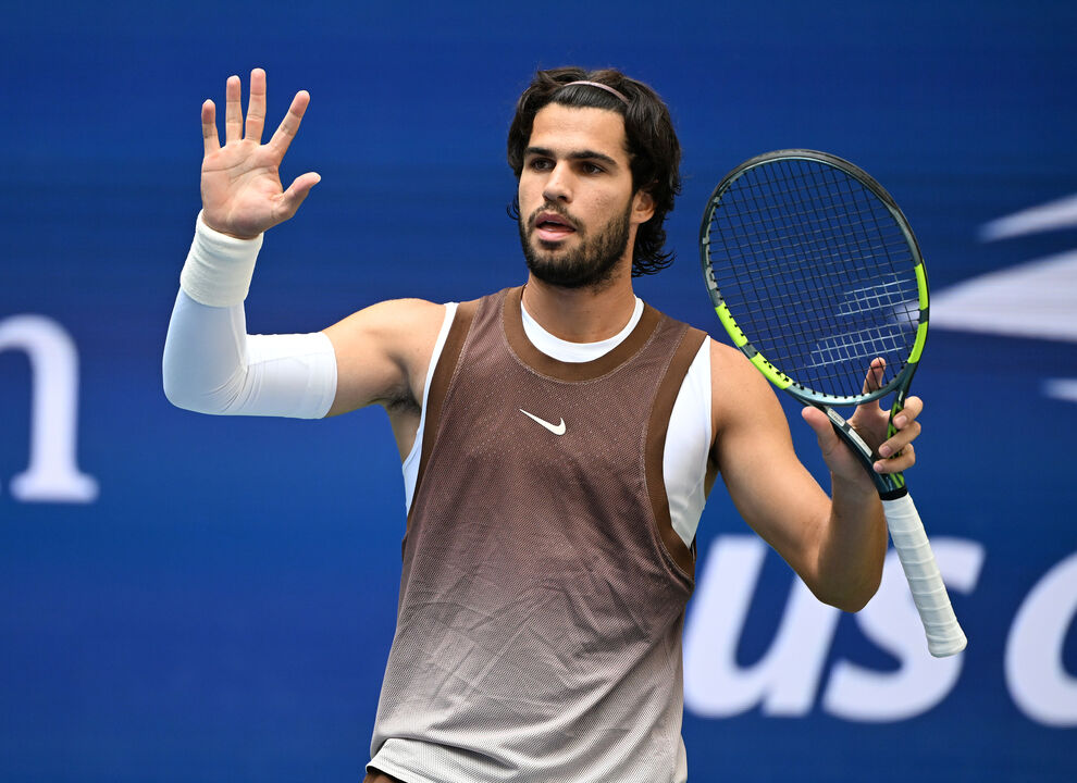 FLUSHING NY- SEPTEMBER 04: Carlos Alcaraz vs.Wu Yibing on Arthur Ashe Stadium during The US Open at the USTA Billie