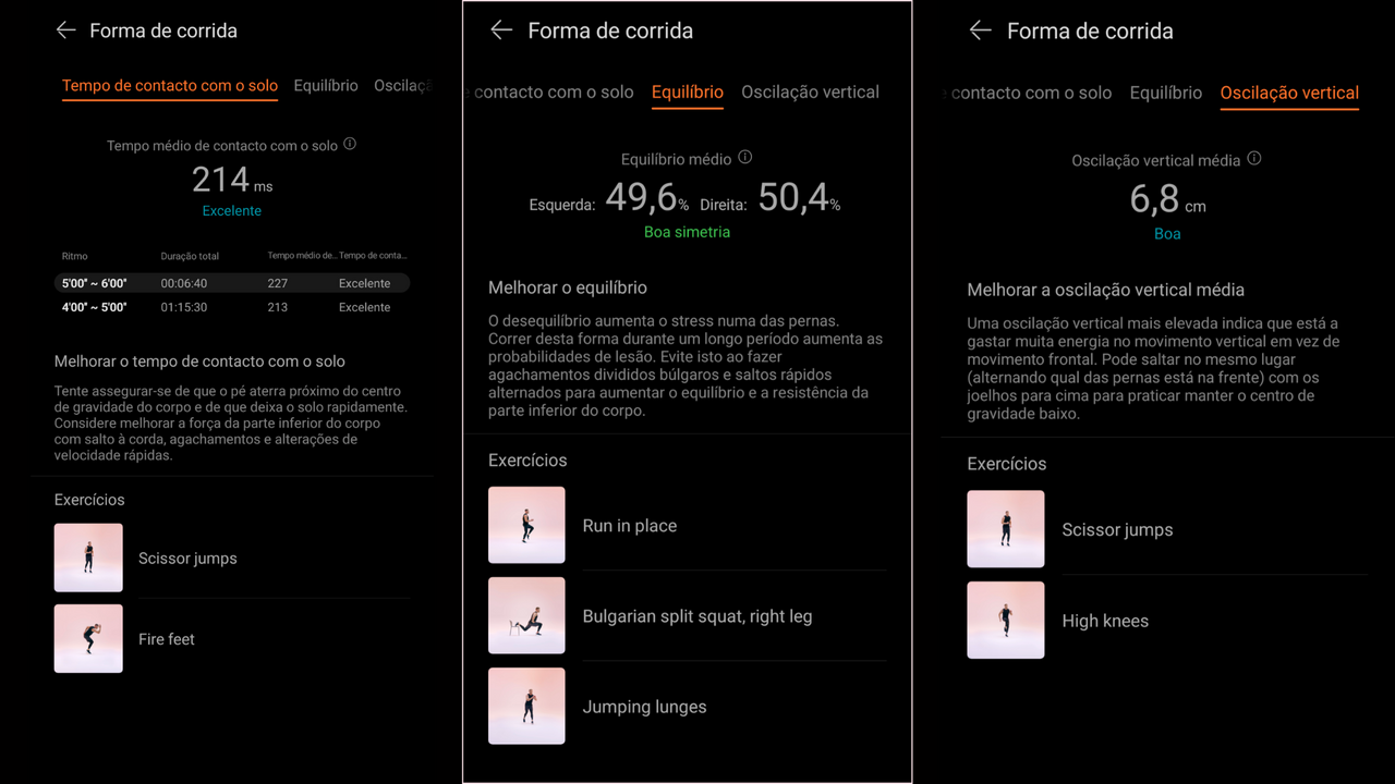 Os exercícios recomendados pela aplicação