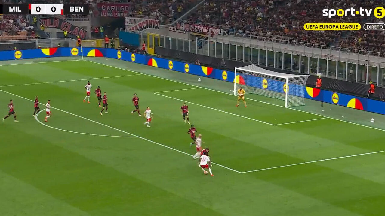 O golo de Lukebakio no Milan-Benfica