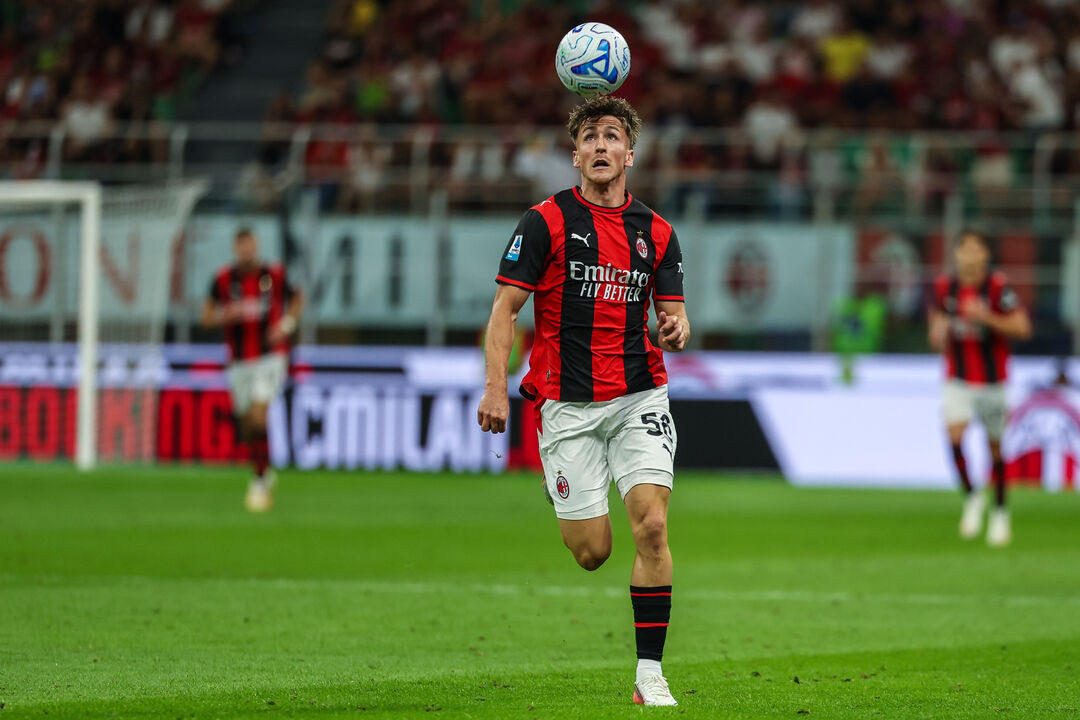 Alexis Saelemaekers of AC Milan seen in action during Serie A 2026/27 football match between AC Milan and Venezia FC
