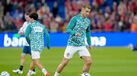 Ronaldo no aquecimento para o Noruega-Portugal