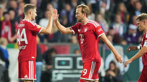 Jogadores do Bayern Munique festejam frente ao Osnabrück