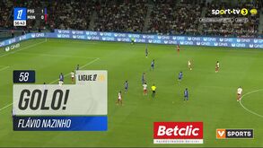 O golo de Nazinho que deu início à reviravolta do Monaco em casa do PSG