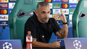 Rui Borges numa conferência de imprensa do Sporting