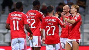 Jogadores do Benfica festejam golo frente ao Moreirense