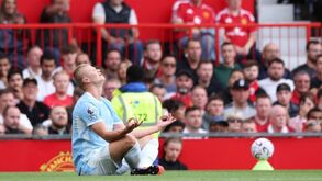 Haaland celebra golo frente ao Manchester United