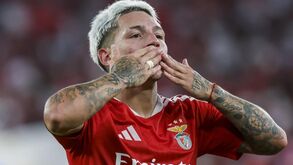 Prestianni festeja o golo do 3-1 frente ao Gil Vicente no Estádio da Luz