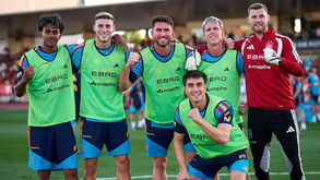 Fresneda no treino da seleção espanhola