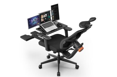 Cadeira ergonómica com mesa integrada para maior produtividade