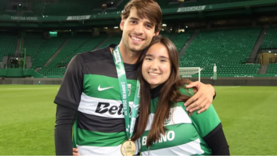 Daniel Bragança e a irmã Rita no Estádio de Alvalade