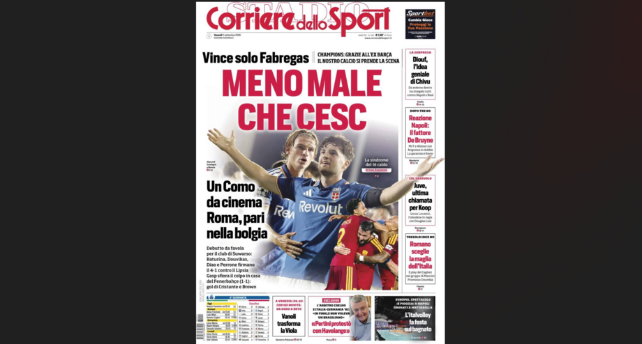 Corriere dello Sport: 'Menos mal que há Cesc'