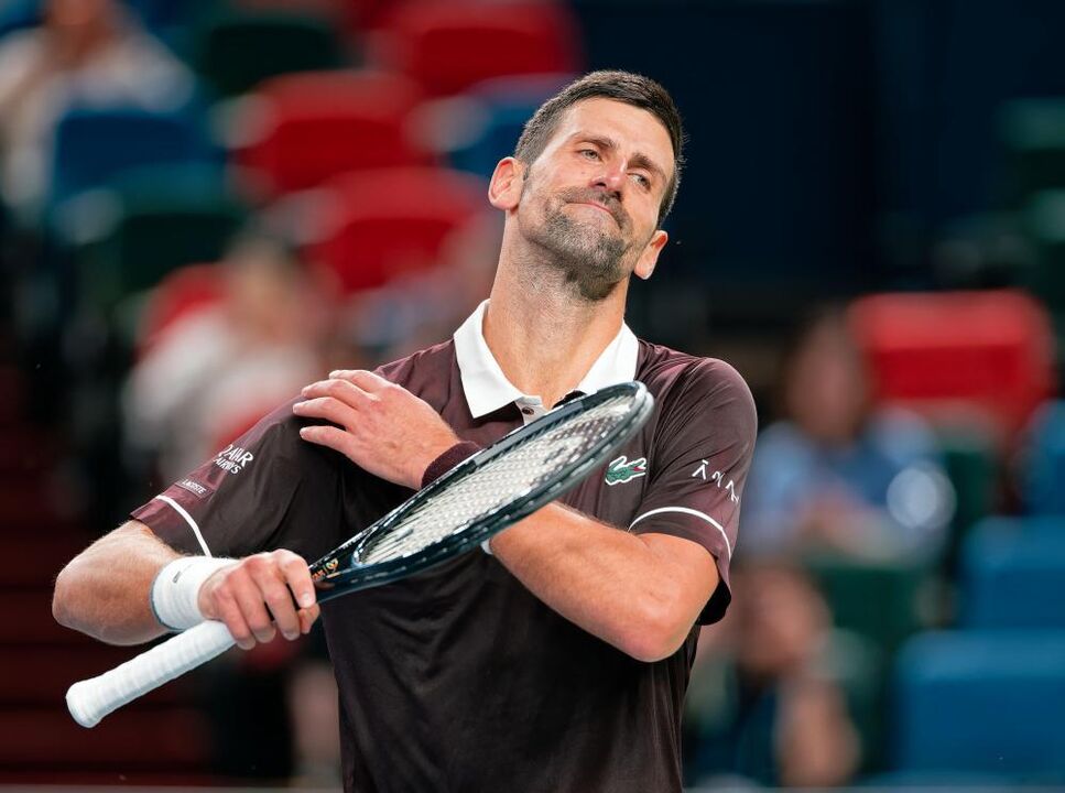 Novak Djokovic of Serbia reacts during his Men's Singles match