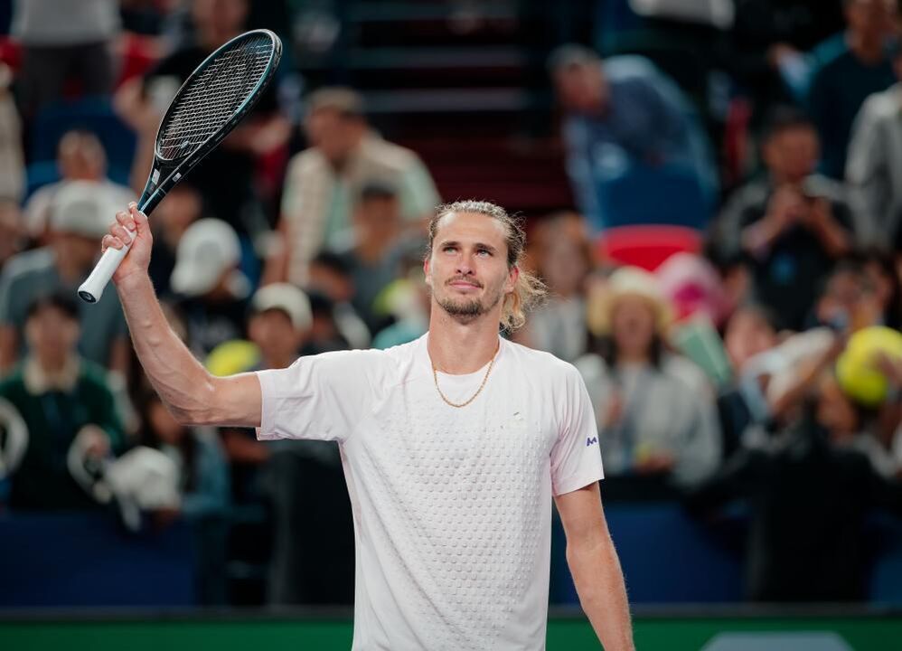 Alexander Zverev of Germany reacts after winning his Men's Singles