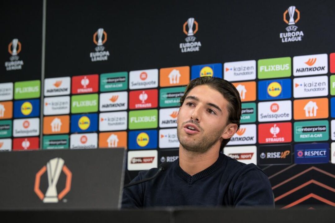 Player Joao Marques of Torreense speaks during a press conference