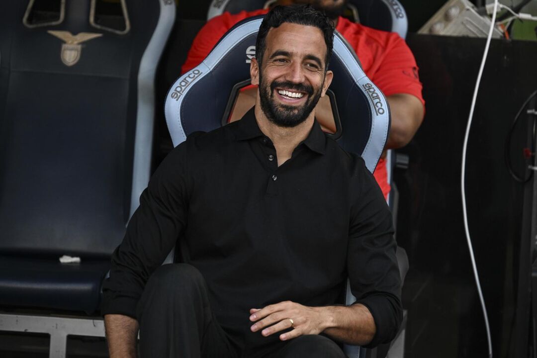 Milan's head coach Ruben Amorim sits on the bench during