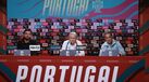 Jorge Jesus e Bruno Fernandes na conferência de imprensa