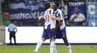 Pietuszewski e Samu festejam durante a vitória do FC Porto nos Barreiros