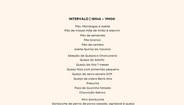 Ementa de intervalo e pós-jogo