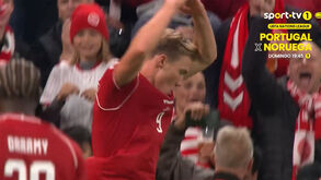 Höjlund fez o empate no Dinamarca-Portugal e festejou... à Cristiano Ronaldo
