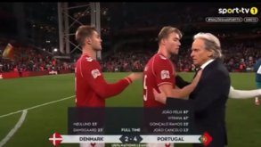 Hojlund empurrou Jorge Jesus no final do Dinamarca-Portugal
