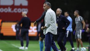 Rui Borges festeja durante a vitória do Sporting em Braga