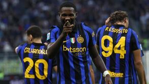 Marcus Thuram celebra golo pelo Inter frente ao Parma