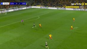 Passe a rasgar de Silas Andersen e finalização de trivela de Doumbia: o segundo golo do Sporting em Lens