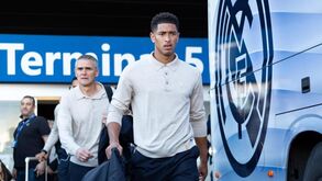Jude Bellingham, médio do Real Madrid, na chegada a Roma