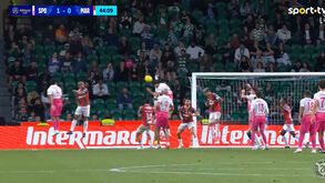 O primeiro golo de Pedro Lima pelo Sporting: canto de Derry e cabeceamento de rompante