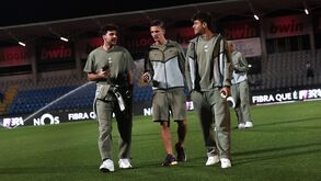 Jogadores do Sporting no terreno de jogo