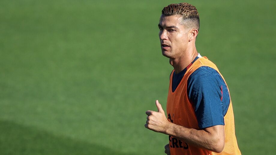 Cristiano Ronaldo no treino da Seleção Nacional