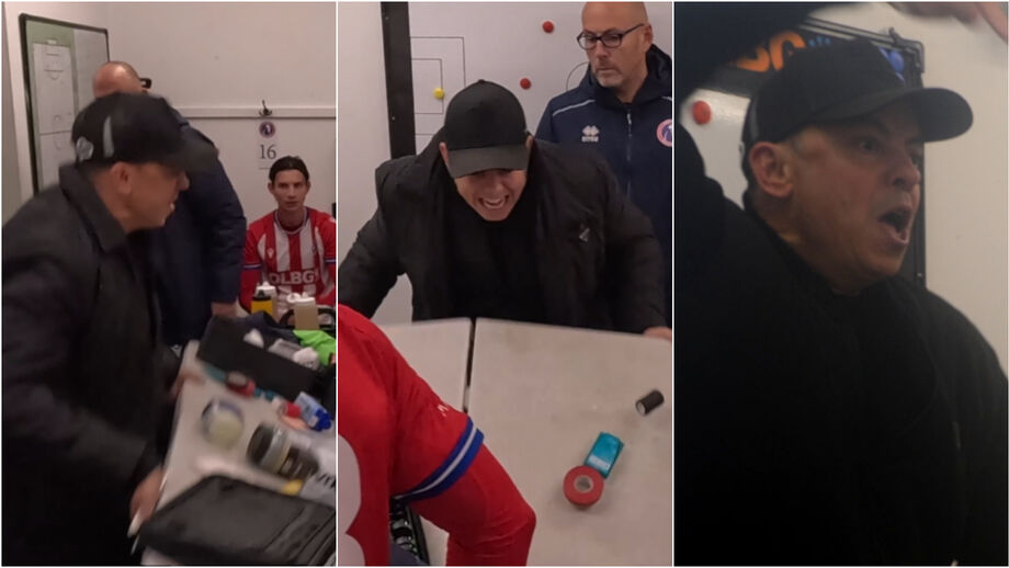 Marc White, técnico do Dorking Wanderers, da 6.ª divisão, deu 'dura' ao intervalo